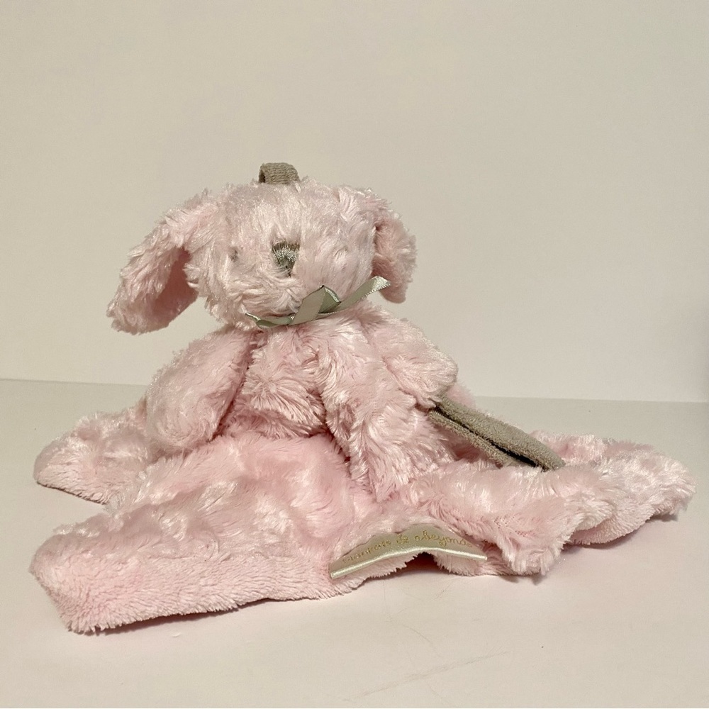 Blankets & Beyond Bunny Lovey Security Blanket Paci Holder Pink Gray Baby Toy
